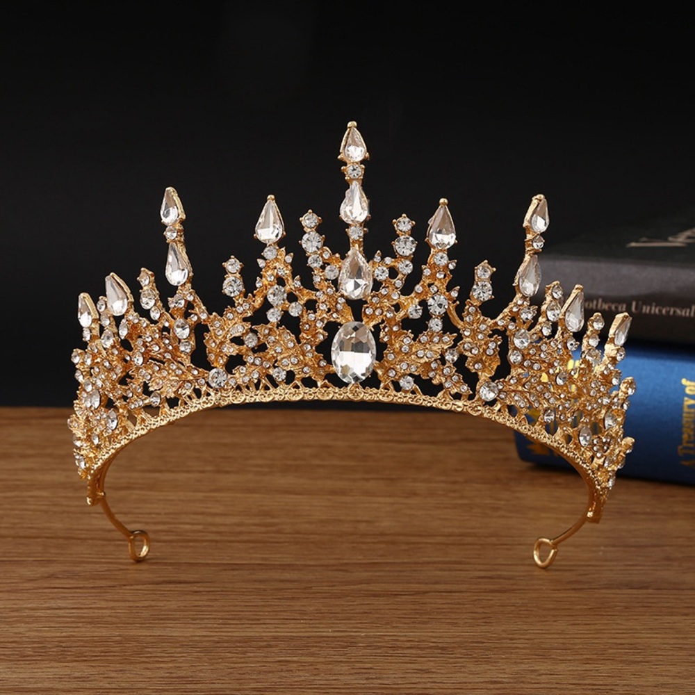 Elegant Gold Crystal Tiara crown